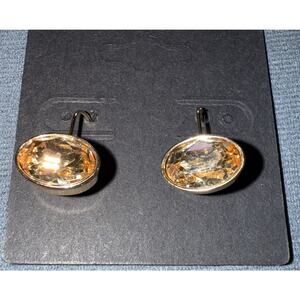 NWT Unique Vertical Oval Shaped Champagne Colored Drop Earrings